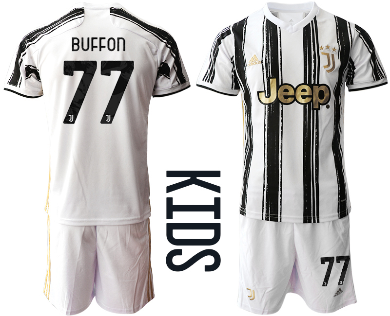 Youth 2020-2021 club Juventus home #77 white Soccer Jerseys